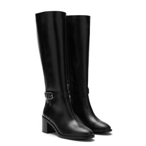 New Stuart Weitzman Esme Belted Zip Boot Knee High Black Sz 8